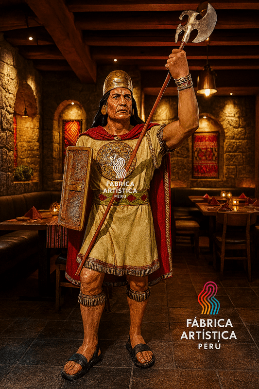 Escultura de un guerrero inca en fibra de vidrio de 2.30 m - Hatun Inca